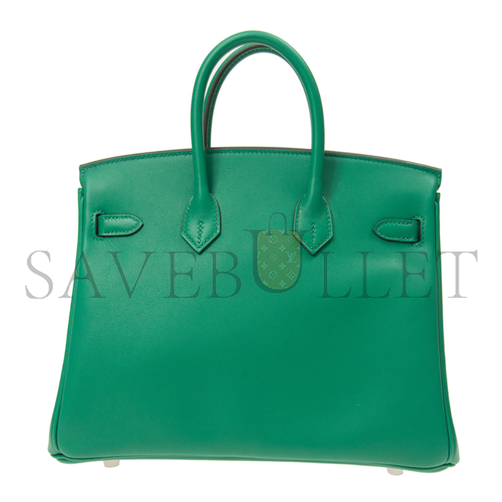 H**mes master birkin 25 swift leather velvet green silver buckle h049362ck17 (25*20*13cm)